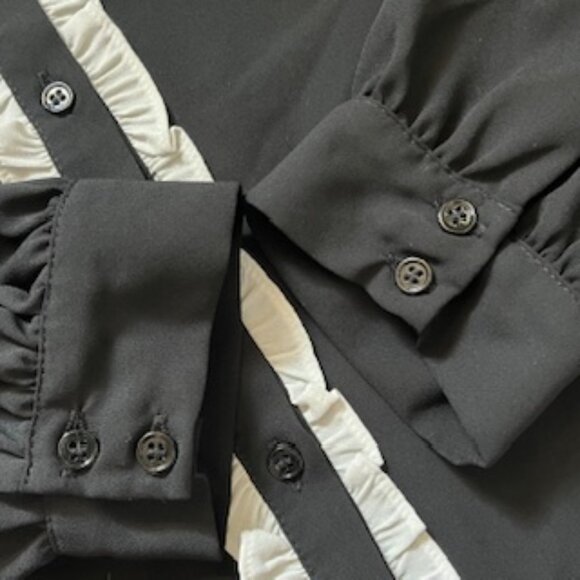 🧡3/15 Cece Long Sleeve Collar Ruffle Button Front Blouse Women's M - Picture 15 of 15